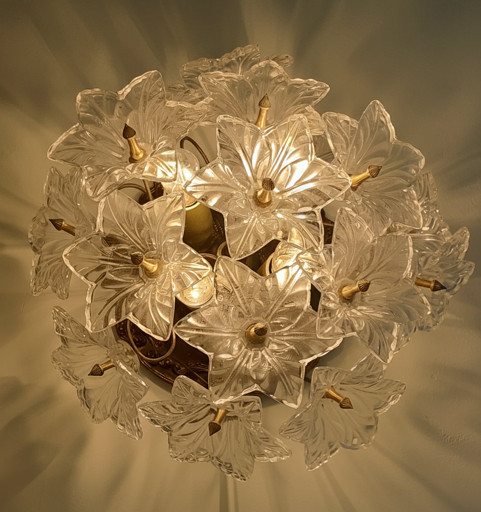Italian Crystal Glass Venini wall lights in Murano Glass.